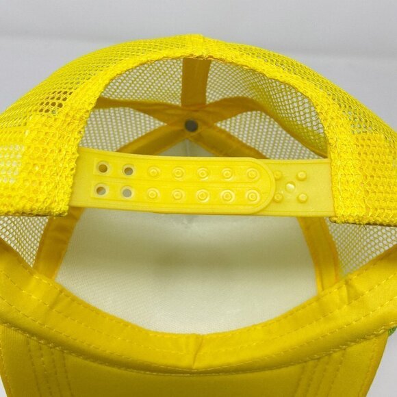 Yellow White Smiley Face Retro Trucker Snapback Hat Cap - Picture 11 of 15